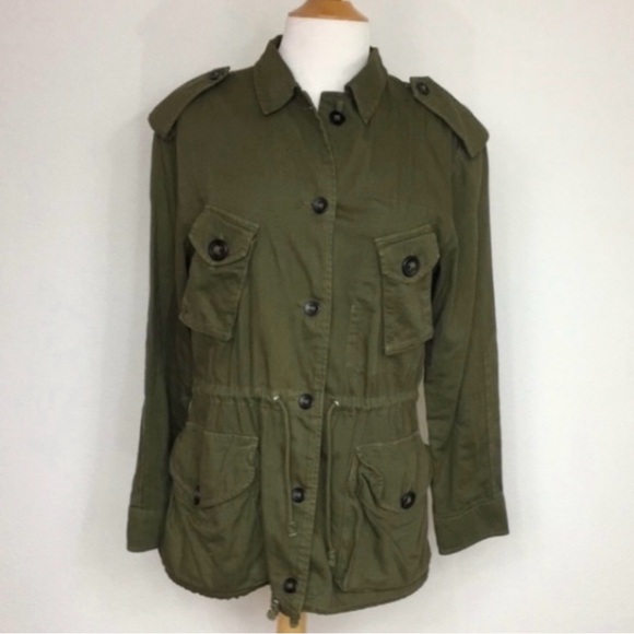 Aritzia Community Olive Green Soft 100% Cotton Oversized Utility Jacket Size S - Picture 1 of 14